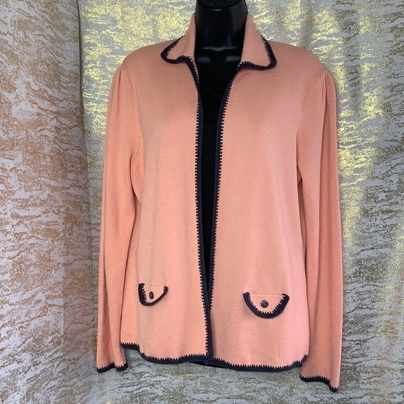 Anne Klein blush pink/orange knitted open cardigan/sweater - Picture 3 of 11